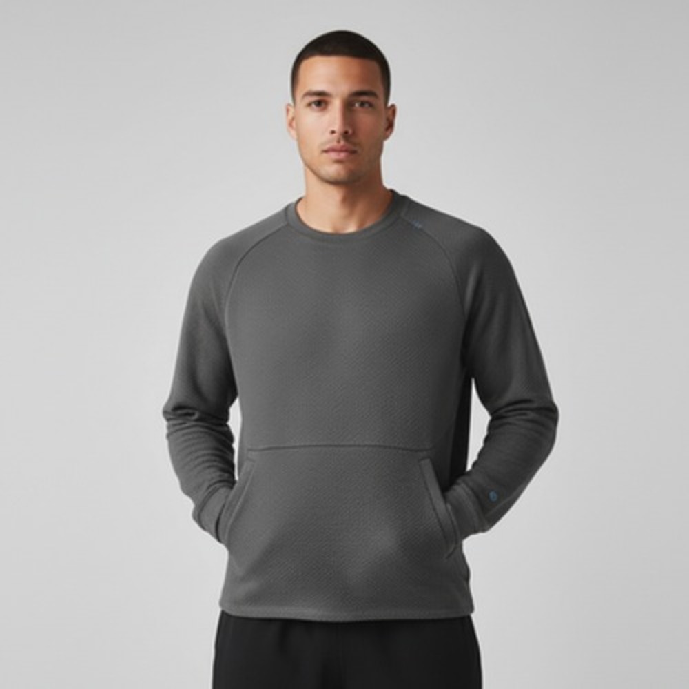 Lululemon At Ease Sweater Men XL Gray Long Sleeve Crew Neck Pullover